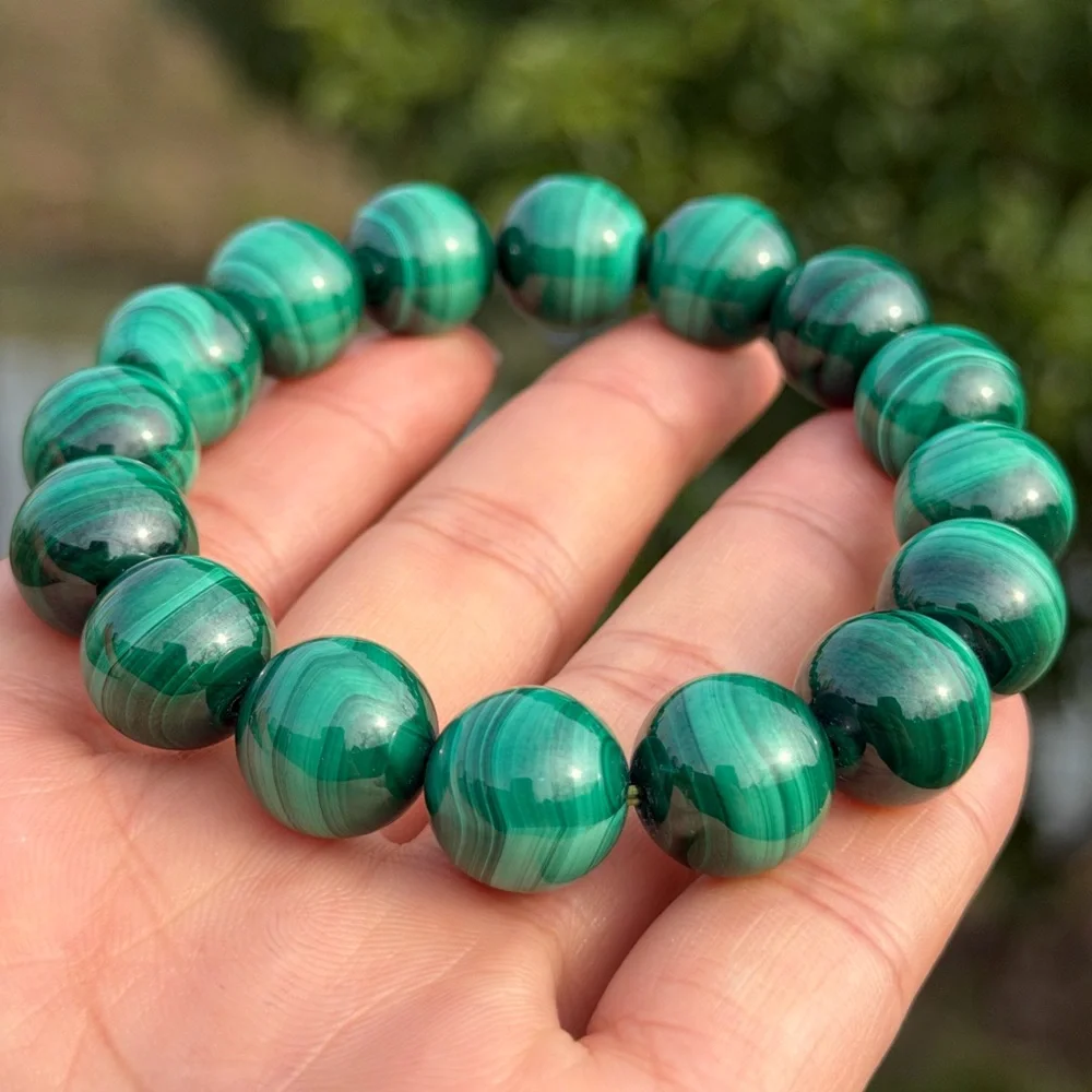 13mm stretchable high quality malachite bracelet 1088